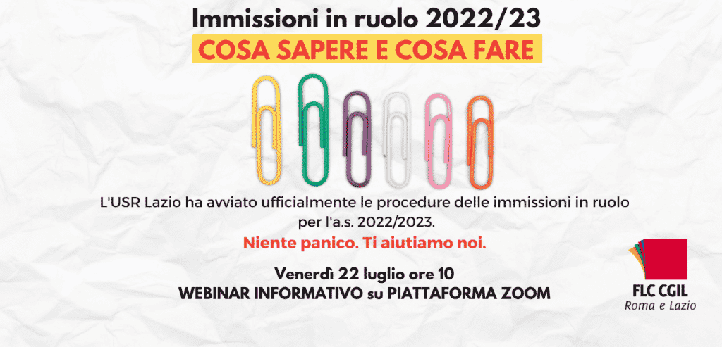 Immissioni in ruolo 2022/2023 Lazio. Niente panico, ti aiutiamo noi