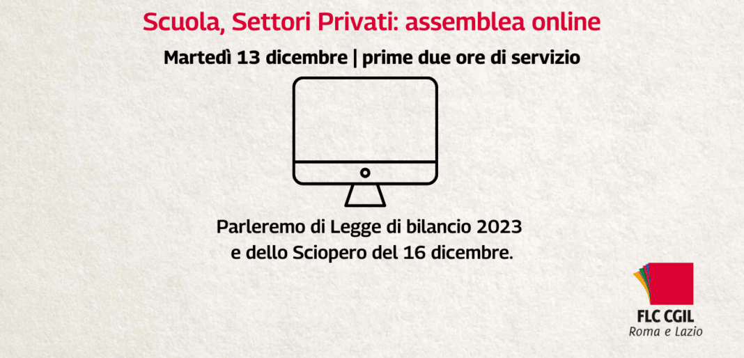 Scuola, Settori Privati: convocazione assemblea sindacale online 13 dicembre