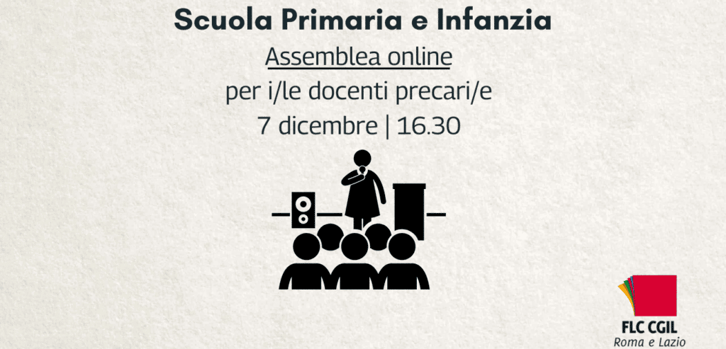 Scuola Primaria e Infanzia: assemblea rivolta a docenti precari